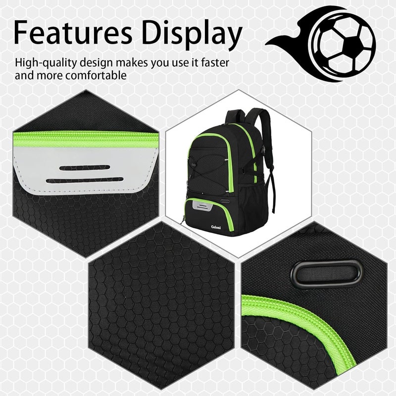 Goloni Soccer Backpack with Ball Holder - 30L Lightweight Water-Resistant Sports Bag for Men & Women, Ideal Football Equipment Backpack for Basketball Volleyball Training & Matches - Image 3